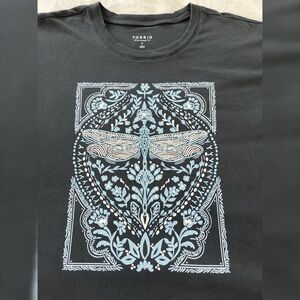 Torrid Dragonfly Oversized Heritage Jersey Tunic Tee-100% Cotton- Black- 3X NWOT